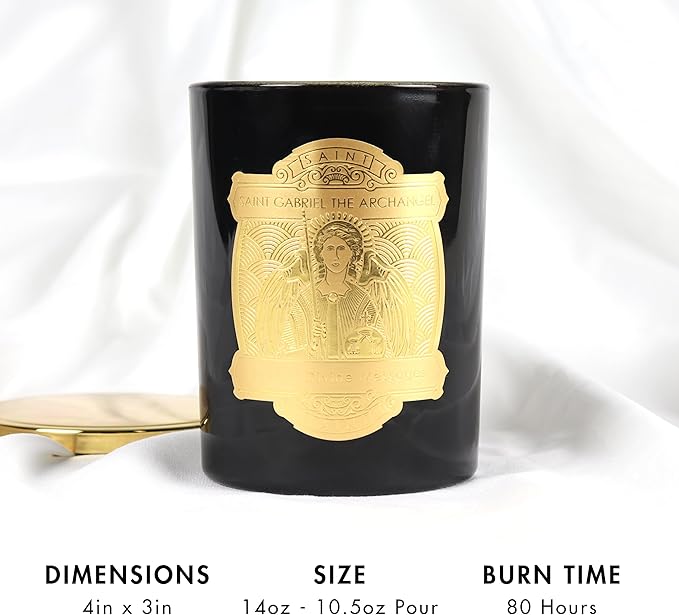 SAINT Gabriel The Archangel Scented Candle with Prayer and Prayer Coin, Saint of Divine Messages, Soy Coconut Aromatherapy Candle with 80 Hour Burn Time, Special Edition