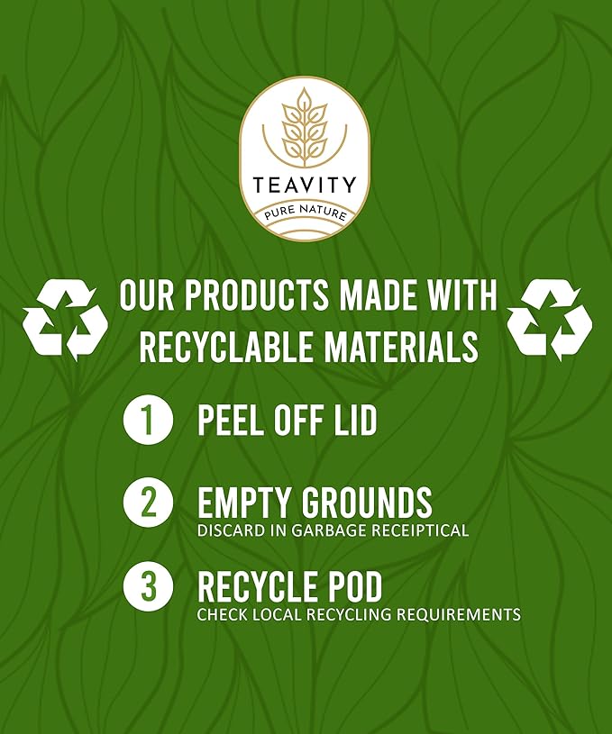 Organic Moringa Green Tea with Peppermint Tea Pods for Keurig - Naturally Caffeinated by Teavity (12 Tea Pods)