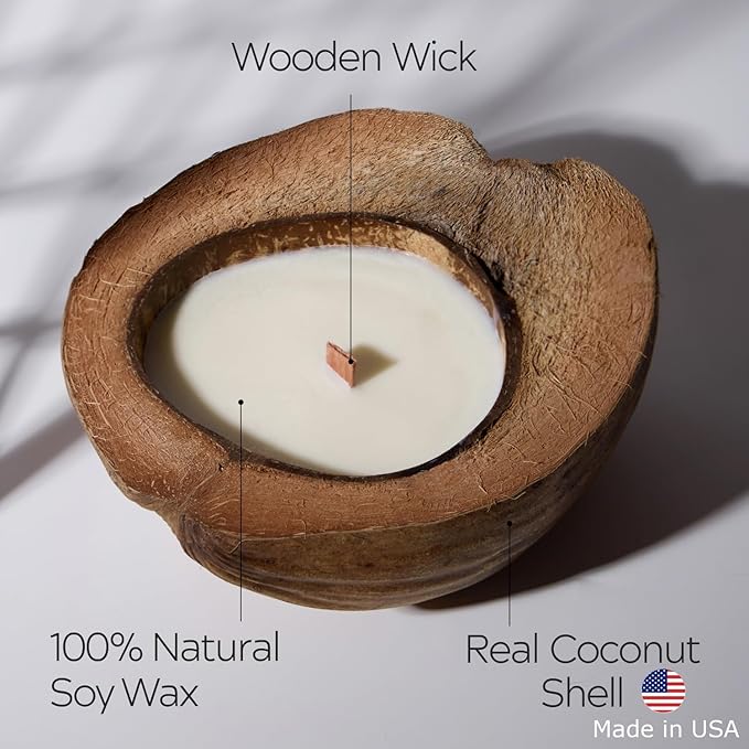 – Set of Non-Toxic Scented Candles Clearance | Coconut Candle with Wooden Wick | Candles for Home Scented & Candle Décor (Coffee on The Shores of Bali)
