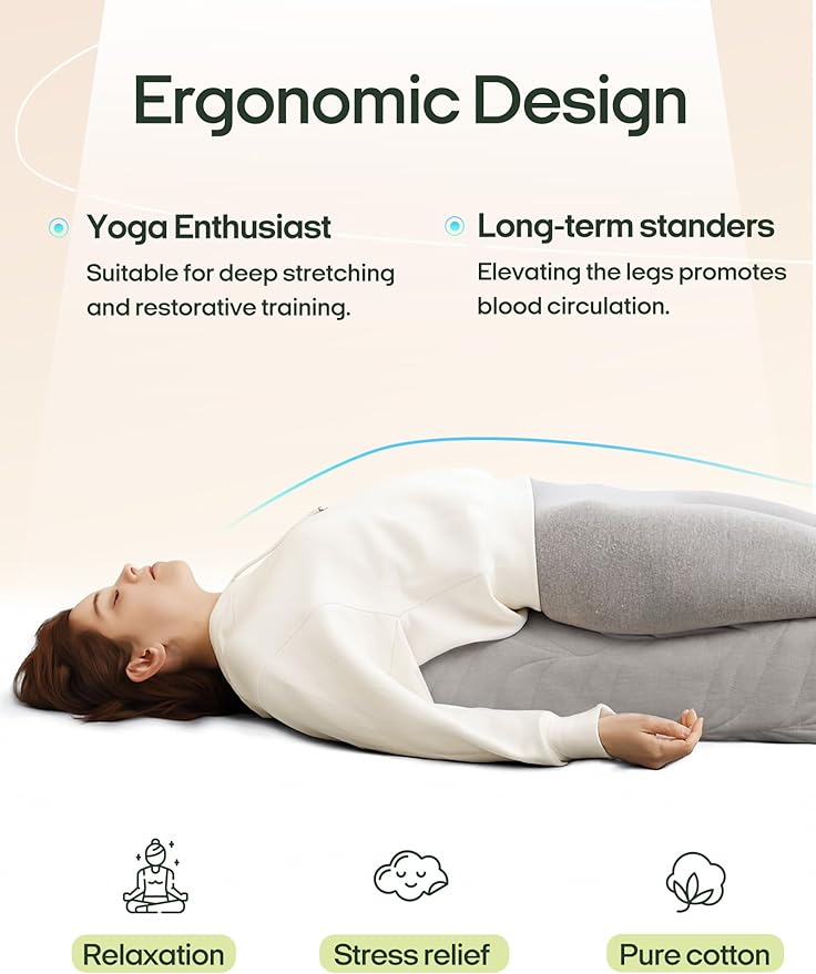 Zonli Yoga Bolster Pillow for Meditation & Restorative Yoga - Rectangular Support Cushion with Removable Cotton Cover & Carry Handle, 26"x11"x7"