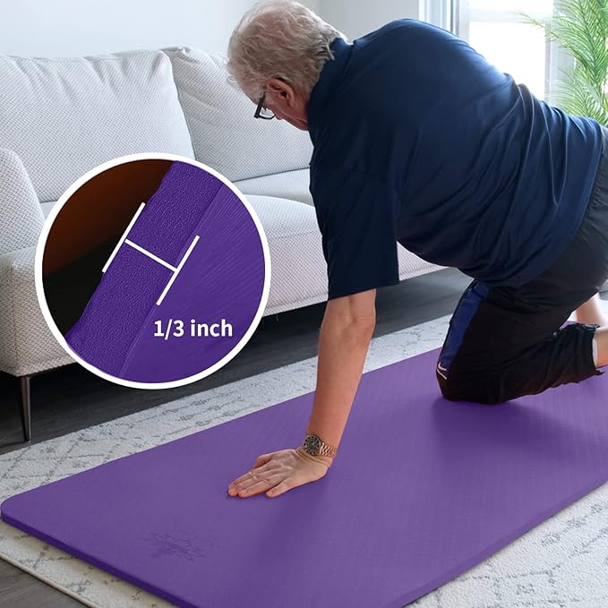 Hatha Yoga Thick TPE Yoga Mat 72"x 27"x1/3 inch Non Slip Eco Friendly Exercise Mat for Yoga Pilates & Floor Workouts