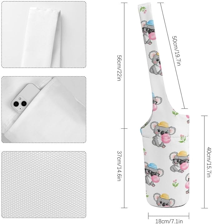 Aiyoolee Fashion Yoga Mat Bag with Large Pocket, Long Tote Yoga Bag Fit Most Mats Accessories