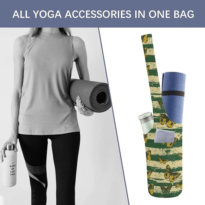 KKdskkds Fresh AvocadoYoga Mat Bag Large Opening Long Tote Yoga Mat with Pocket Fit Most Size Mats