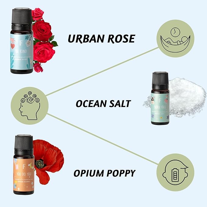Folkulture Self Love Club Essential Oils Set | 6 Relaxing Fragrance Oils for Diffusers | Green Tea, Cashmere, Ocean Salt and More| Valentine’s Day Aromatherapy Gift for Her | Self-Care Lovers