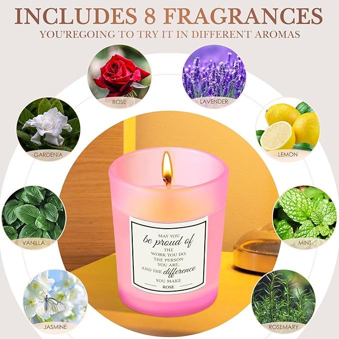 MTLEE 16 Pack Scented Candles Gifts Set Aromatherapy Soy Wax Candles Bulk Scented for Bridesmaid Birthday Valentine Mother's Day Bath Yoga Family Gatherings Festive(Inspirational,Pink)
