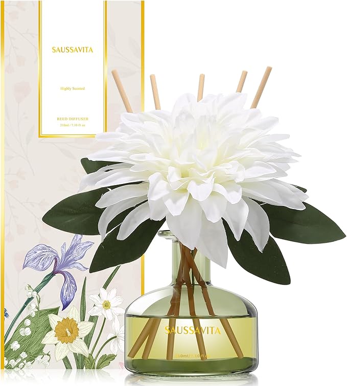 Reed Diffusers Set unfettered Dew Scent, Bathroom Floral Scent Diffuser, Reed Diffuser for 120 Days, Bathroom Diffuser with 7 Sticks, Office Desk Accessories, Bedroom Decor