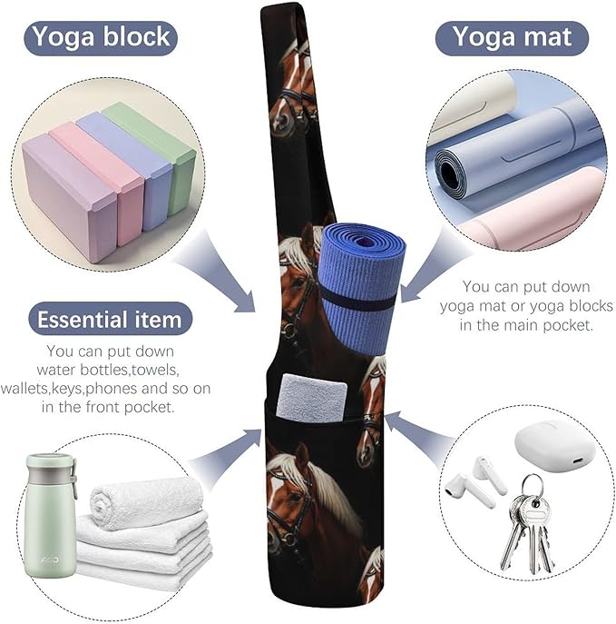 Aiyoolee Yoga Mat Bags, Large Tote Yoga Mat Carrier Holder with Water Bottle Pocket, Adjustable Shoulder Strap Storage Bag
