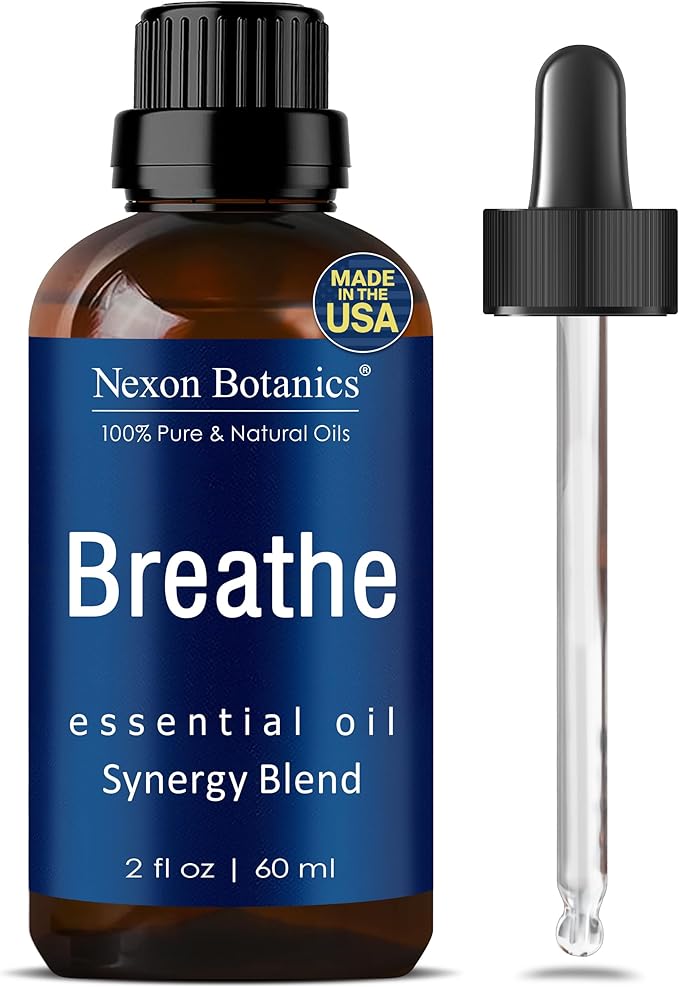 Breathe Essential Oil Blend 60 ml - Breath Sinus Relief with Menthol Oils - for Humidifiers, Diffusers, and Aromatherapy - Nexon Botanics