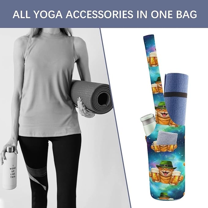Aiyoolee Fashion Yoga Mat Bag with Large Pocket, Long Tote Yoga Bag Fit Most Mats Accessories