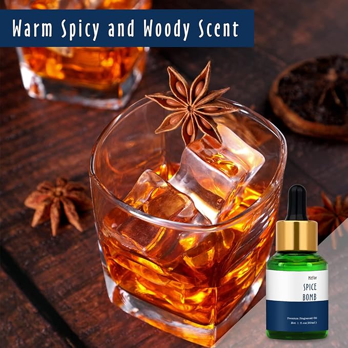 Spice Bomb Fragrance Oil, MitFlor Single Scented Oil, 30ml Premium Grade Fragrance Oil for Soap & Candle Making, Large Size Aromatherapy Essential Oil, Warm Spicy Scent for Home Fragrance