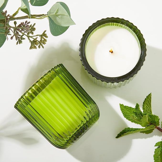 Eucalyptus Mint Outdoor Citronella Candle in Green Glass. 8oz. Burn time 50+ Hours. Made in The USA