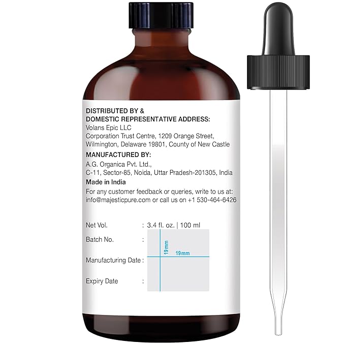 Majestic Pure Essential Oil with Glass Dropper - 100% Pure and Natural - Essential Oils for Diffuser, Aromatherapy, Soap and Candle Making, Lemongrass Essential Oil, Lemongrass Oil, 3.4 Fl Oz