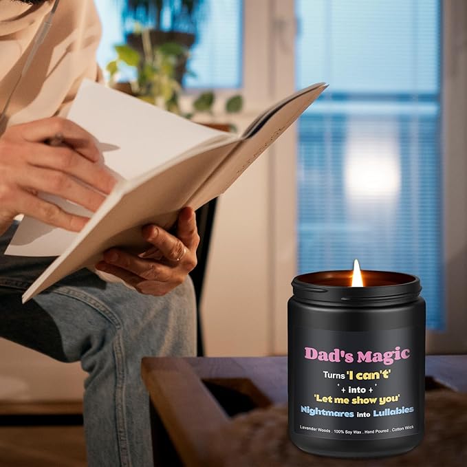 Scented Candles for Men, 4 Pack Mens Candle Christmas Gift for Dad, 28oz Candles for Home Scented - Lavender Woods/Smoke Vanilla/Vintage Oak/Leather, Gifts for Christmas, Birthday, Father’s Day
