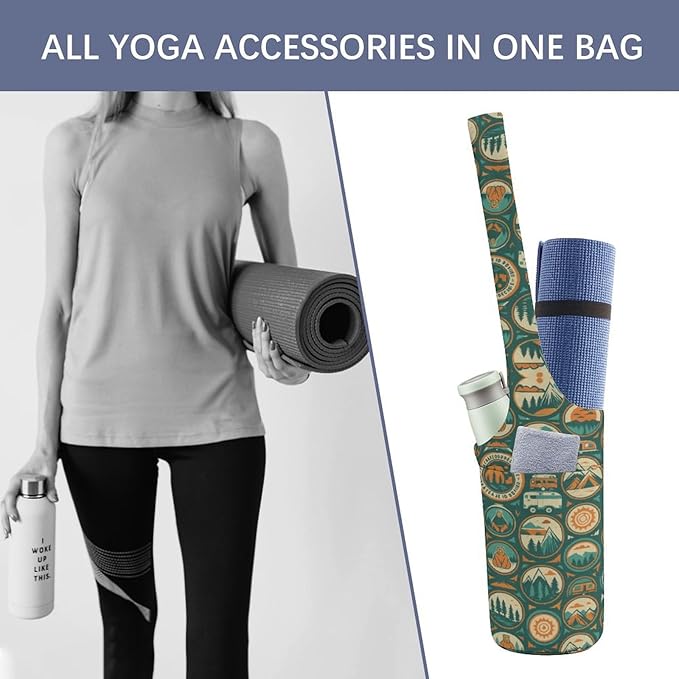 KKdskkds Vintage RoseYoga Mat Bag Large Opening Long Tote Yoga Mat with Pocket Fit Most Size Mats