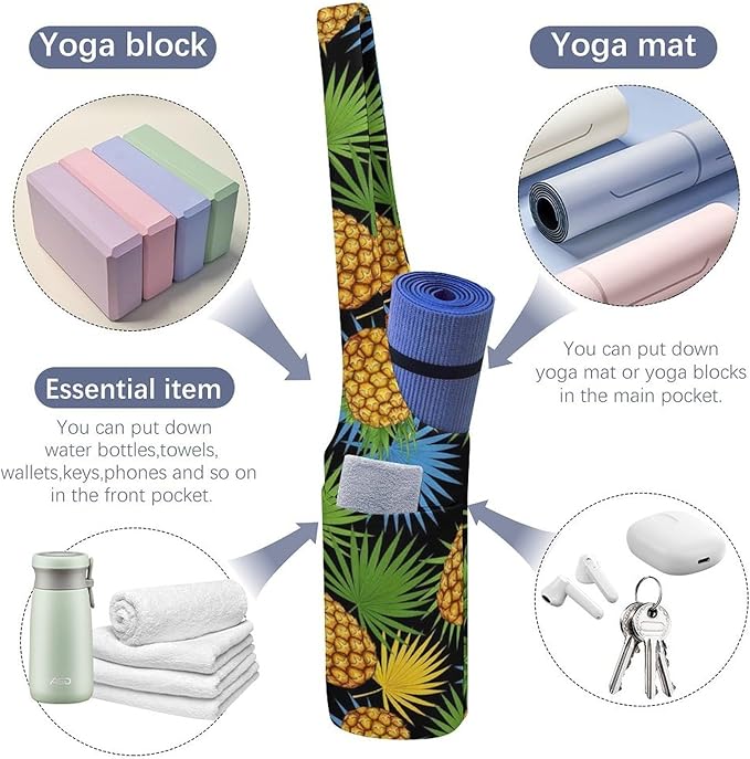 Aiyoolee Single Shoulder Yoga Mat Carrier Bag Portable Spacious with Pocket for Yoga Gym Fitness Travel