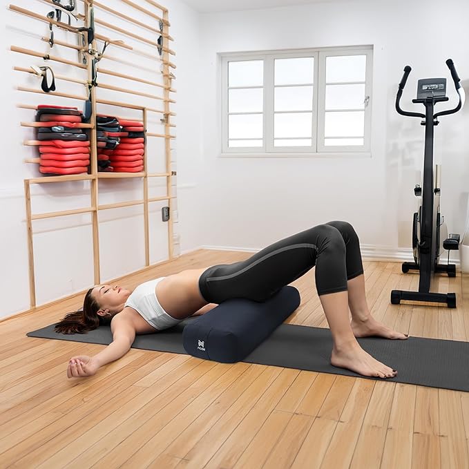 Node Fitness Yoga Meditation Cushion, 25" x 12" Rectangular Bolster with Organic Cotton Cover