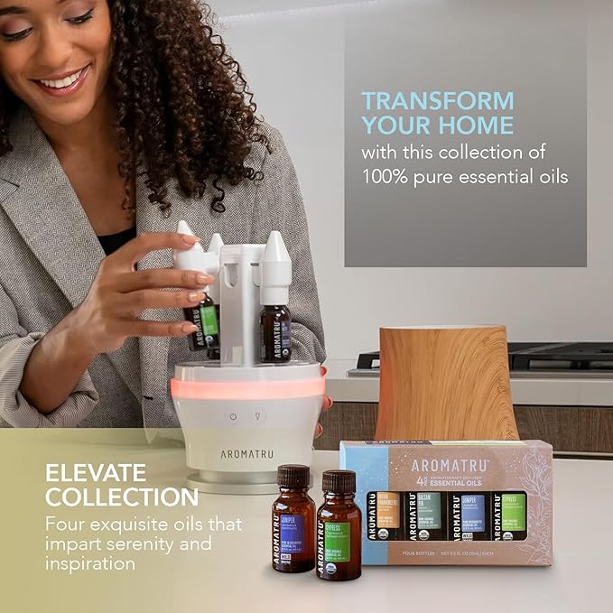 Elevate Essential Oil Kit – Indian Frankincense, Balsam Fir, Juniper, and Cypress – Organic & Wildcrafted – ISO Certified – No Synthetic Fillers – Ethically Sourced