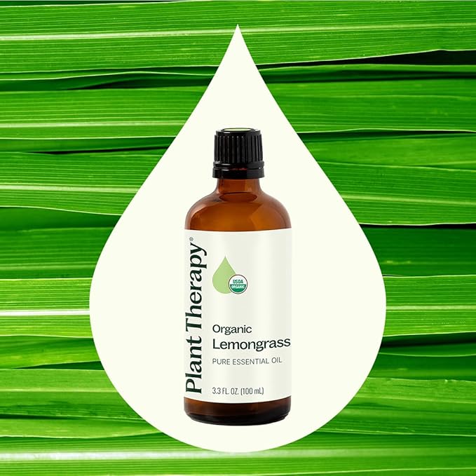 Plant Therapy Organic Lemongrass Essential Oil 100% Pure, USDA Certified Organic, Undiluted, Natural Aromatherapy, Therapeutic Grade 100 mL (3.3 oz)