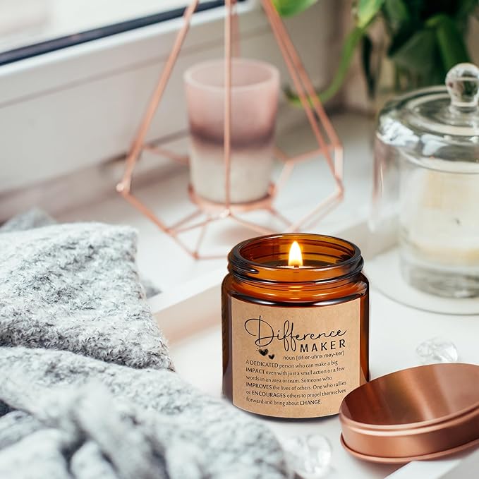 Fumete 10 Pcs Jars Scented Soy Candles 3.5 oz May You Be Proud of The Difference Candles Valentines Team Thank You Gifts Employees Coworker Appreciation Volunteers Nurse Teachers(Amber,Maker)