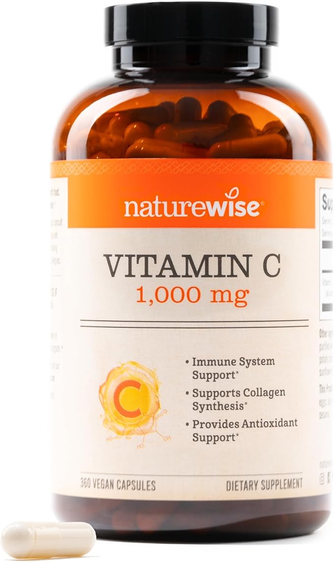 NatureWise Vitamin C 1000mg Capsules - Extra Strength Vegan Vitamin C for Daily Antioxidant & Immune Support - Non-GMO, USA Manufactured - 360 Capsules[360-Day Supply]