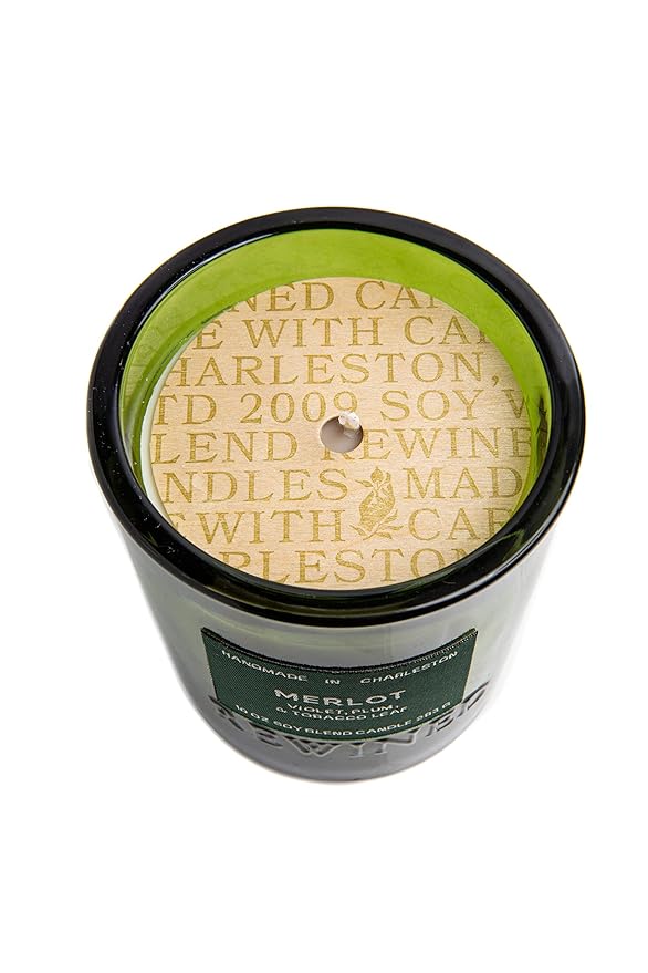 Rewined-Merlot Scented Candles(10oz)- Notes of Violet, Plum and Tobacco Leaf, Nontoxic Candles