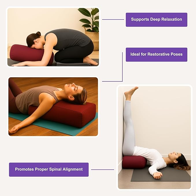 Rectangular Cotton Yoga Bolster, Yoga Pillow, Yoga Cushion, Yin yoga Bolster, Iyengar yoga bolster