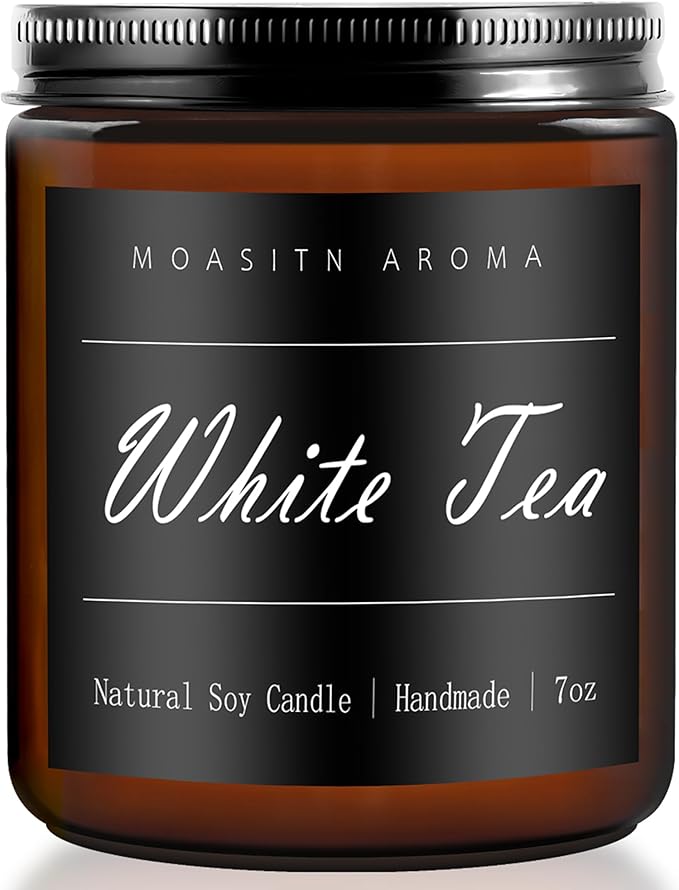 MOASITN White Tea Heavenly Scented Candles for Home| Natural Soy Aromatherapy Candle| Handmade Long Lasting Jar Candel| Women,Men Gift for Birthday,Housewarming,Thank You,Relaxing| 7oz