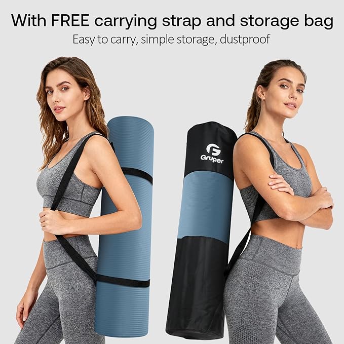 Yoga Mat Non Slip NBR Extra Thick Yoga Mat, 72"L x 32"/24"W x 0.6"/0.4"TH (185cm x 80cm/61cm x 15mm/10mm), Anti-Tear Exercise Mat with Carrying Strap and Bag, Workout Mats for Yoga, Pilates