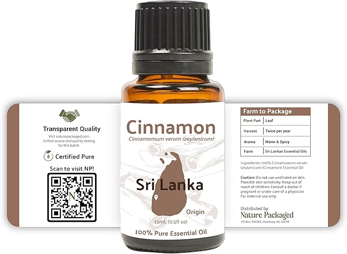 Cinnamon Essential Oil - Direct from Sri Lankan Essential Oils - 100% Pure - Natural Aceite de Canela for Aromatherapy & Wellness - Premium Grade (8oz)