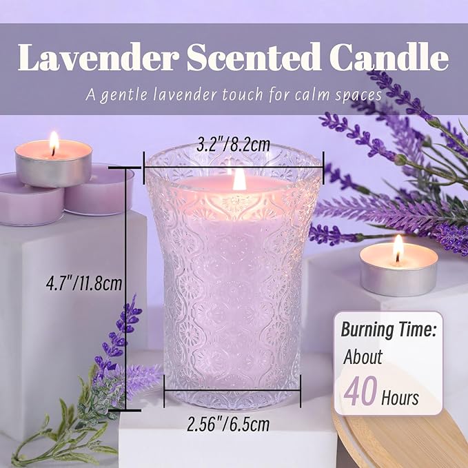 Lavender Scented Candle, Galentines Valentines Mother's Day Soy Jars Candles Gift for Women,8 OZ Aromatherapy Purple Candles for Home Decor