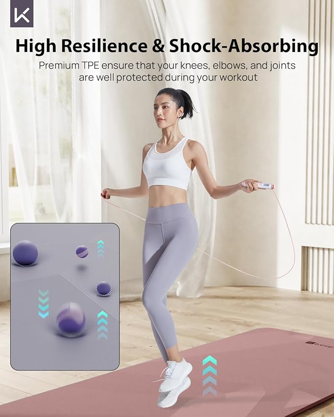 KEEP Yoga Mat, 32" Extra Wide Exercise Mat with Strap for Men and Women, 7mm Thick Double-Sided Non-Slip Eco-friendly Yoga Mat for Pilates, Workout and Fitness