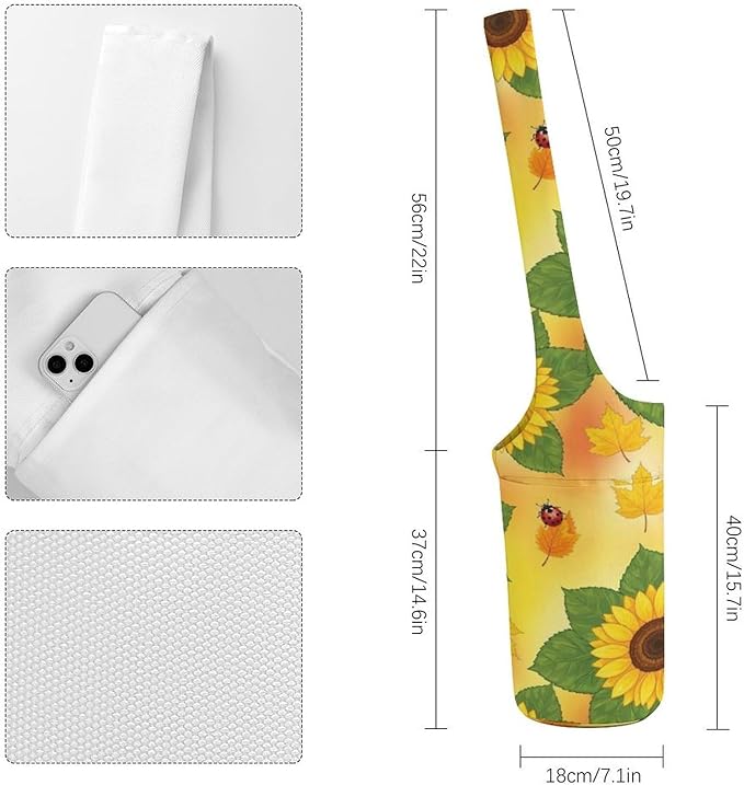 Meaudiwes Yoga Mat Bag for Women, Stylish Yoga Mat Tote Sling Carrier Bag, Long Strap Exercise Mats Totes Sport Storage Bag