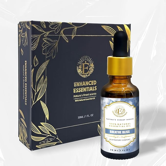 Essential Oil Blend for Respiratory Comfort by Enhanced Essentials – Slow-Distilled Eucalyptus, Peppermint & Tea Tree Oils for Breathing & Sinus Relief| Use in Diffuser,Steam & Shower|1 fl oz (30 ml)