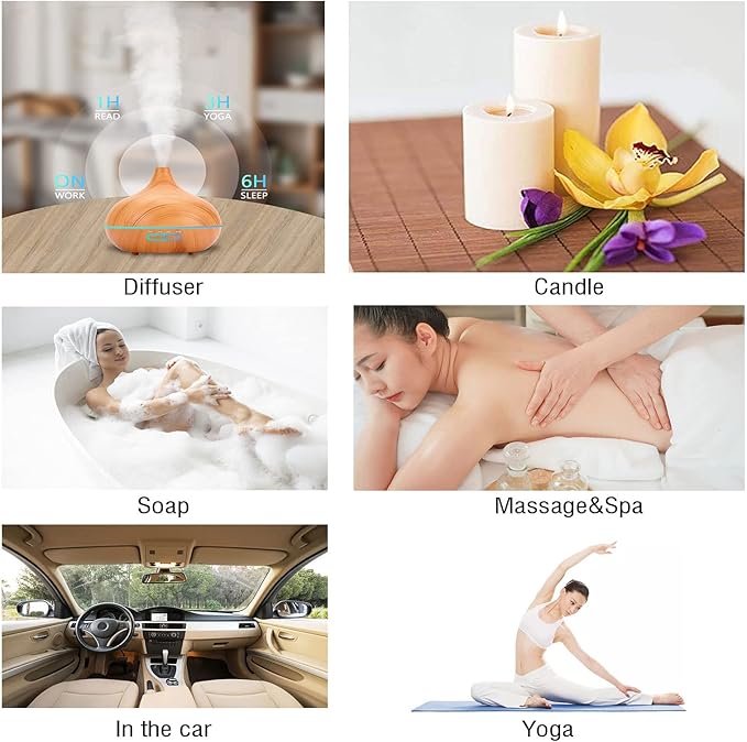 Essential Oils Set for Diffuser, Aromatherapy Oils 20 * 10 ml, 100% Organic Fragrance Oil Kit for Humidifier, Skin Care, Candle Making, Peppermint, Lavender, Eucalyptus, Jasmine, Ylang Ylang & More