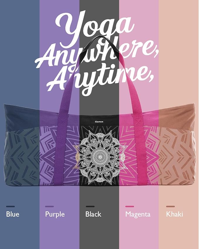 Gonex Yoga Mat Bag, Extra Large Canvas Gym Bag with Waterproof Pocket Metal Zipper, Fits Mat & Blocks, Stylish Yoga Mat Carrier for Women, Ideal for Yoga, Pilates, Workout, Travel