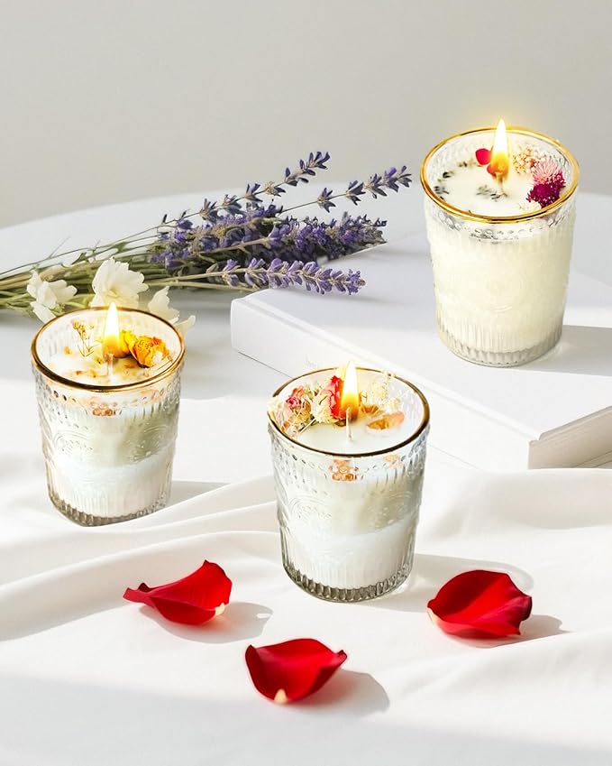 Jasmine Scented Candle, 36 Hours Long-Lasting, Natural Soy & Beeswax Glass Jar Candle, Fragrant Home Decor for Women, Perfect for Relaxation, Romance, and Gifts