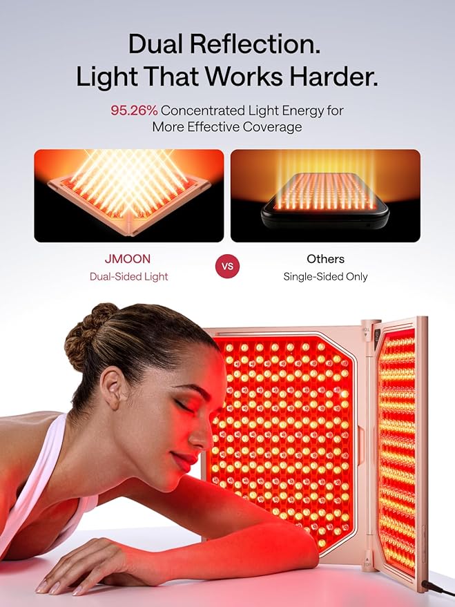 JMOON Medical-Grade Foldable Red Light Therapy for Face, Anti-Wrinkle with Red & Near-Infrared Light Therapy, Treats Acne with Blue & Red Light | 3 Modes, 1040 cm² Larger Area, 464 High-Intensity LEDs