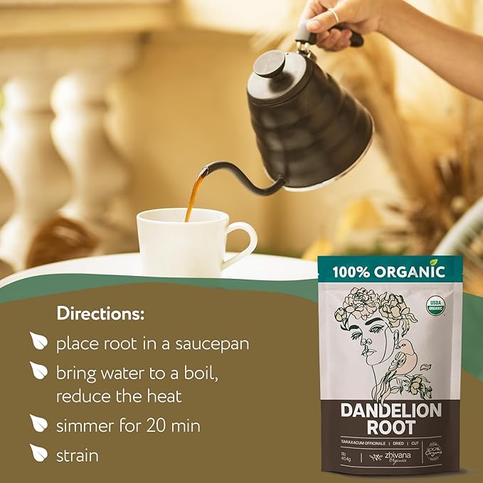 Dandelion Root Tea Loose (16 oz.) – Organic Dandelion Root Herb - Te de Diente de Leon Organico Natural - Liver Cleanse, Digestion, Liver Detox