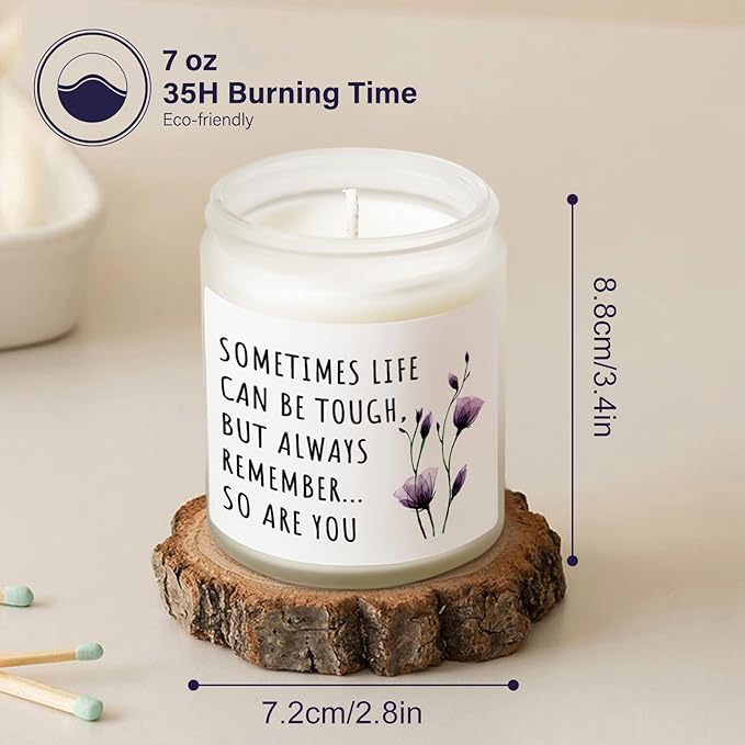Shqiueos Get Well Gifts for Women, Inspirational Candle 7oz, Cancer Care Gifts for Women, Sympathy Gift, Cheer up, Comfort, Surgery Recover, Encouragement Lavender Scented Handmade Candle