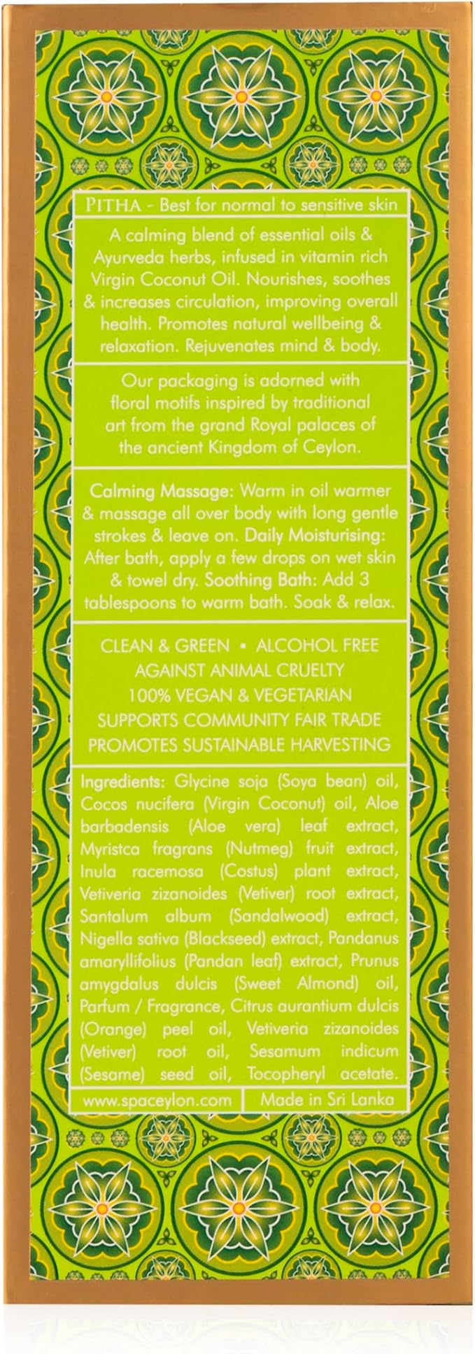 SPA CEYLON Aloe Vera & Pandanus Massage & Bath Oil | Natural Therapy Blend | Soothing Body Ritual | Body Oil Massage | Oil for Massage Therapy