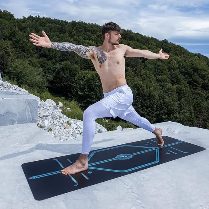 Liforme XL Yoga Mat – Free Yoga Bag Included - Patented Alignment System, Warrior-like Grip, Non-slip, Eco-friendly, sweat-resistant, long, wide, 4.2mm thick mat for comfort