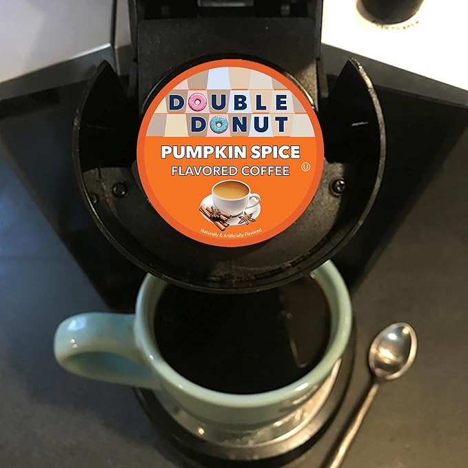 Double Donut Coffee Pumpkin Spice Coffee Pods, Single Serve Coffee for Keurig K Cups Machines, Medium Roast Pumpkin Pods, 80 Count