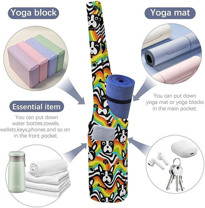 KKdskkds Lovely Pig And HeartYoga Mat Bag Large Opening Long Tote Yoga Mat with Pocket Fit Most Size Mats