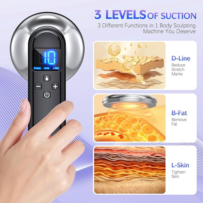 COMEBY Body Sculpting Machine - Professional Handheld Cordless Cellulite Massager - Suitable for Belly, Neck, Legs, Hip, Arms (White)