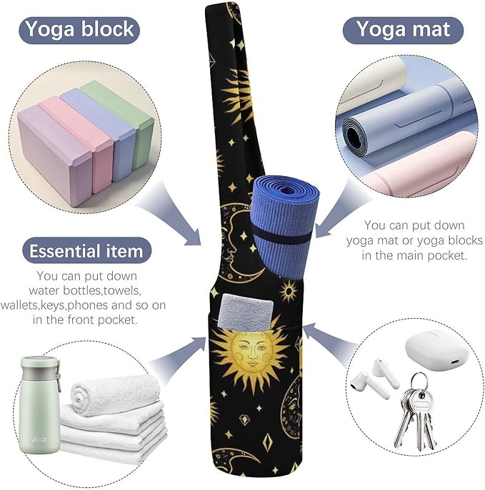 Meaudiwes Large Yoga Mat Bag Fit Most Size for Ladies Yoga Mats Carrier Bags Multi-Functional Exercise Mat Holder Storage Bag