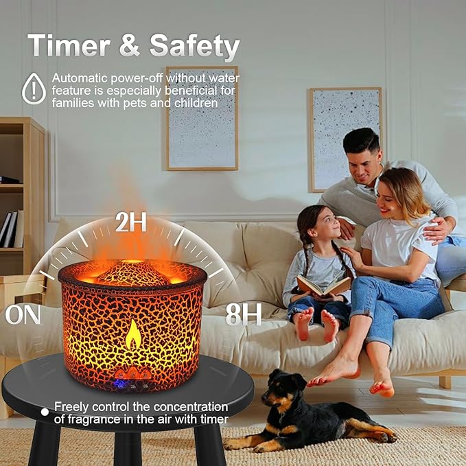 Essential Oil Diffuser, Volcano Aromatherapy Diffuser for Home, 300ml Ultrasonic Scent Aroma Diffuser with Timer, Auto Shut- Off Volcano Humidifier for Room