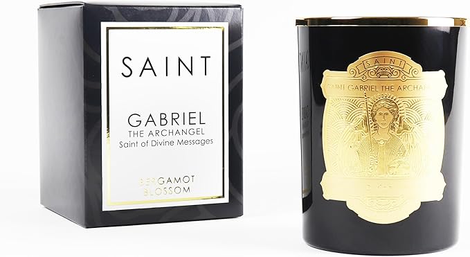SAINT Gabriel The Archangel Scented Candle with Prayer and Prayer Coin, Saint of Divine Messages, Soy Coconut Aromatherapy Candle with 80 Hour Burn Time, Special Edition
