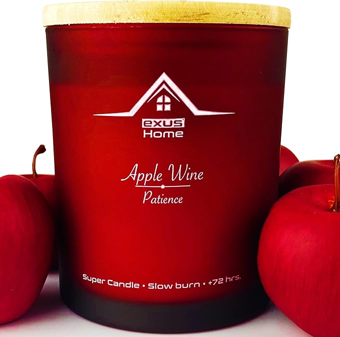 Exus Hand Crafted, Soy Wax, Wood Wick, Aromatic Candle. Non-Toxic (Apple Wine/Patience)