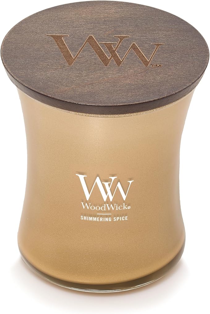 WoodWick Shimmering Spice Scented Candle, Crackles as it Burns, Precious Metals Collection, Home Décor, Gifting, 9.7oz
