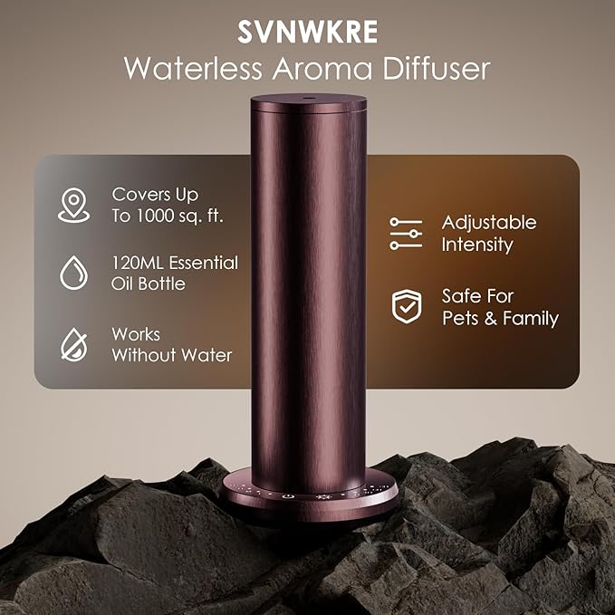 Waterless Essential Oil Diffuser,Oil Diffuser,Aromatherapy Diffusers,Scent Diffusers for Home,Large Room, Hotel Scent Diffuser, 1000sq.ft, Aroma Diffusers (Dark Purple)